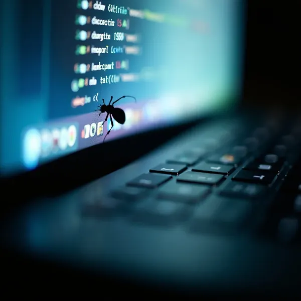 insecto dentro de la pantalla del ordenador