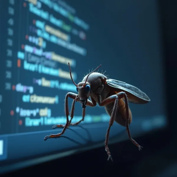 Insekt im Computerbildschirm